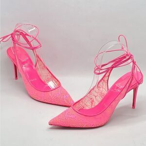 Christian Louboutin Kate 85mm Lace-Up Lace Pumps